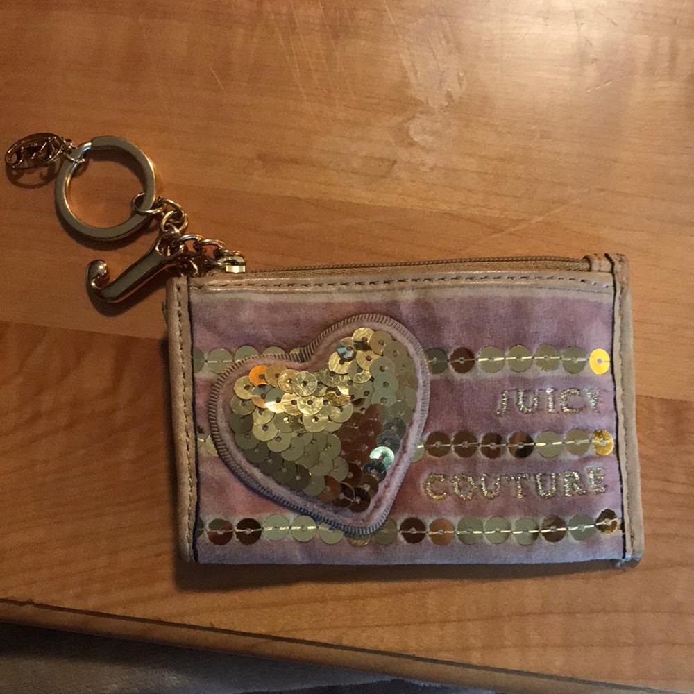Juicy Couture velour, leather, and sequin wallet